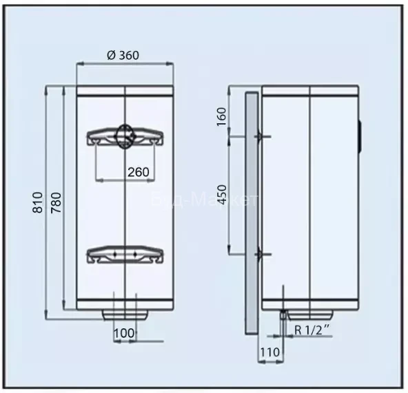 Водонагрівач LEOV LV Slim Dry 50 l