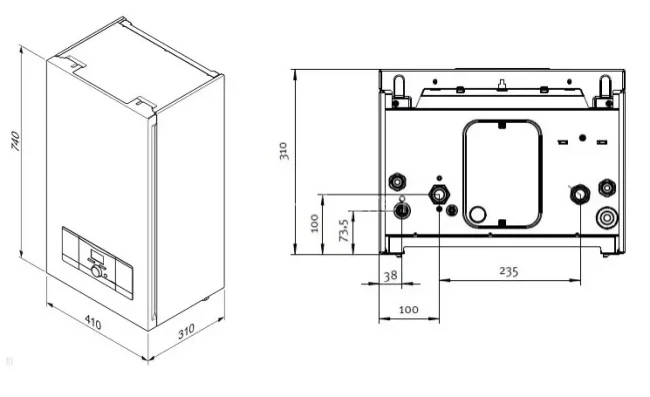 Vaillant eloBLOCK VE 12/14 ЕU II Схема з розмірами