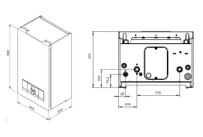Vaillant eloBLOCK VE18/14 ЕU II Схема з розмірами