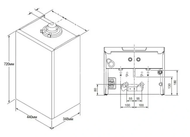Vaillant ecoTEC plus VUW 32CS/1-5 (N-INT2) Схема з розмірами