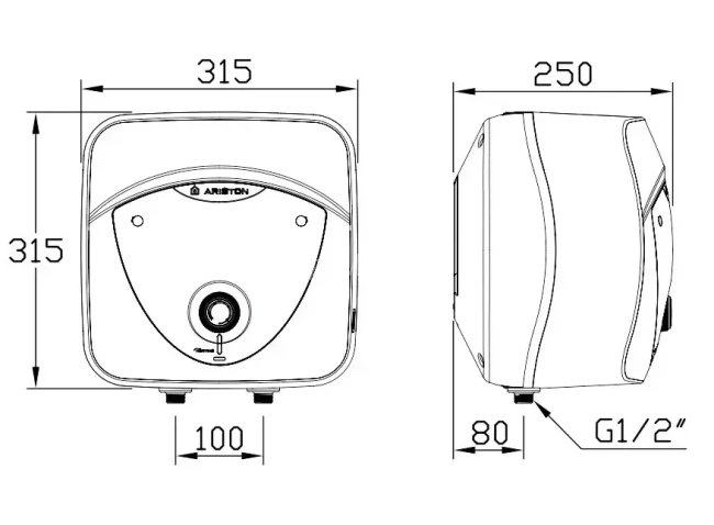 ARISTON ANDRIS LUX 6 OR EU Схема з розмірами