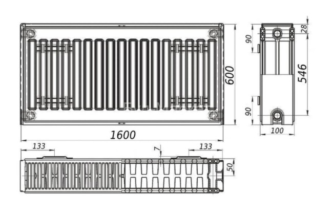 QUEEN THERM 22 бок 600х1600 Схема з розмірами